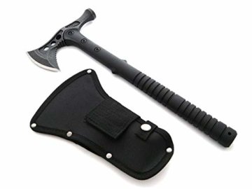 KOSxBO® Profi Tomahawk Camping-Axt Kriegs-Beil Schwarz Outdoor Survival Hammer Werkzeug Ausrüstung im Set mit Gürtelholster - BEIL TOMAHAWK - 2