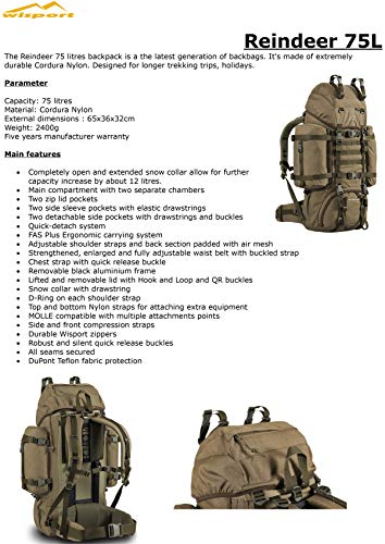 Wisport Bug Out Bag 75L für Damen & Herren + inkl. E-Book | Prepper Rucksack Frauen Männer | BOB Backpack | Go Bag | Fluchtrucksack groß taktisch | Cordura | Reindeer RAL-7013 - 3